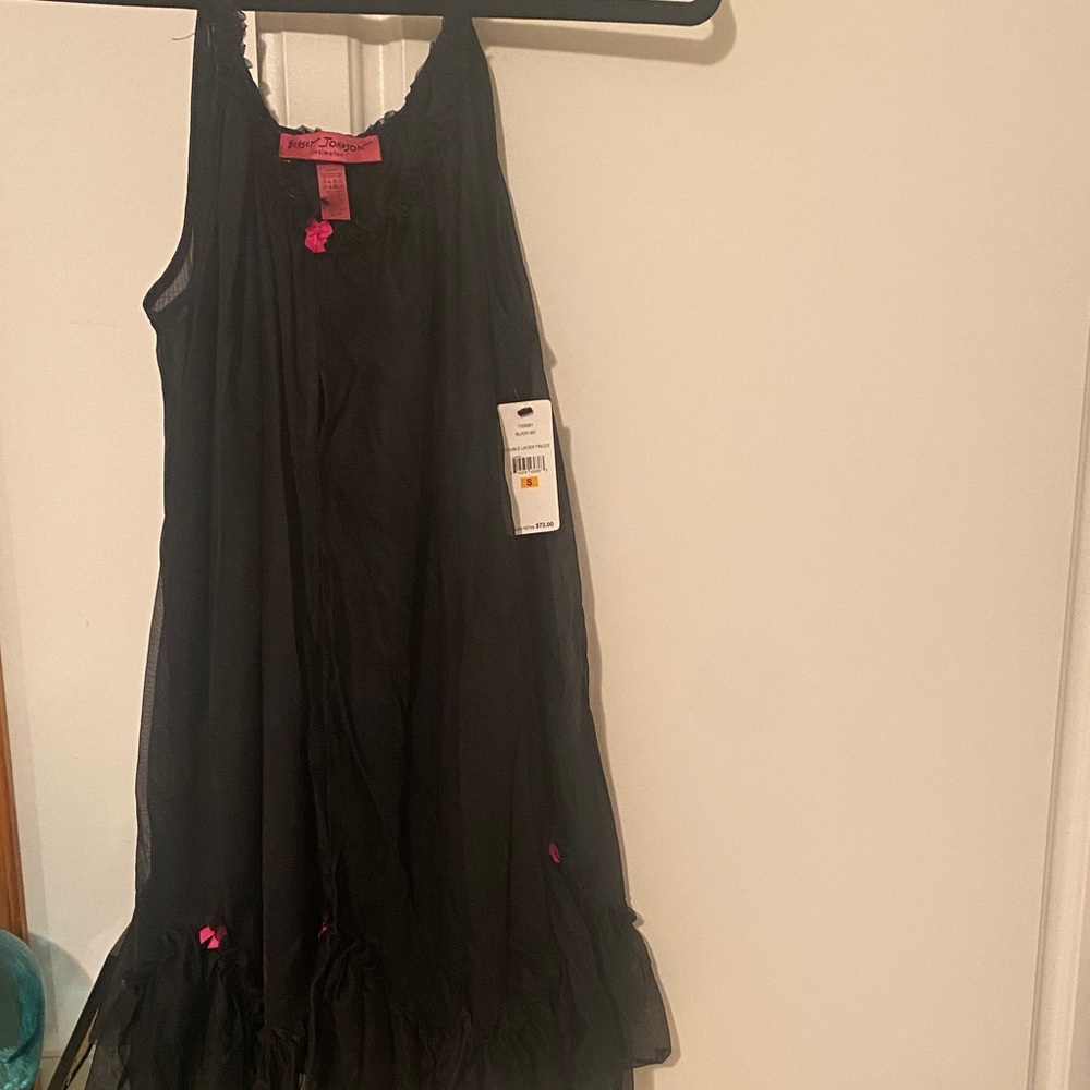 Betsey Johnson Black Ruffle Detail Chemise - Picture 2 of 3